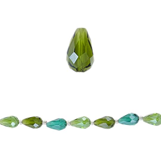 No.TD38 10pcs of Green AB Faceted Teardrop Glass Beads 12x8mm